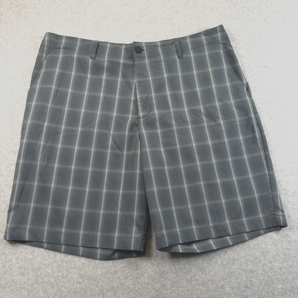 Under Armour Golf Shorts Men's 40 Loose Gray Plaid Performance Stretch Logo